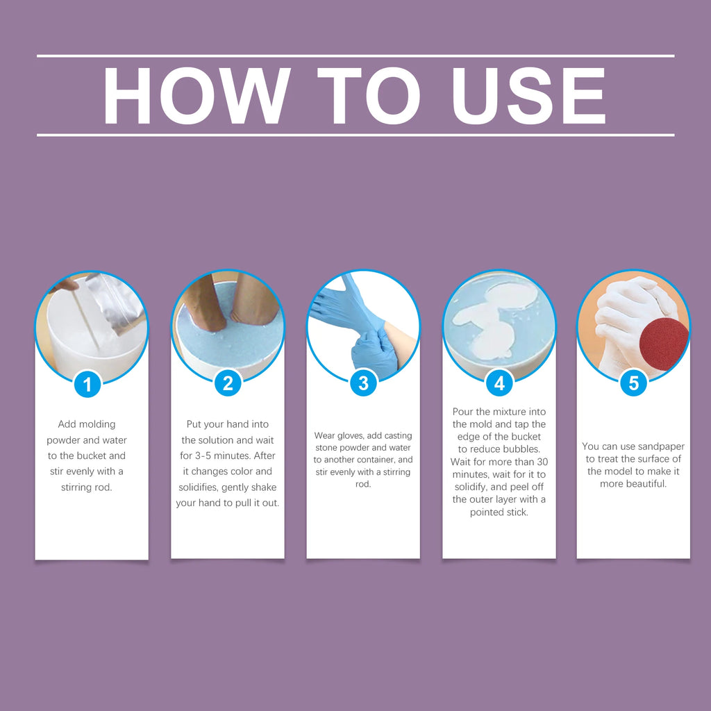 Hand Mold Powder Craft DIY KitCloning Powder & 3D Modeling Powder Handprint Memorial DIY Souvenir Hand Casting Kit