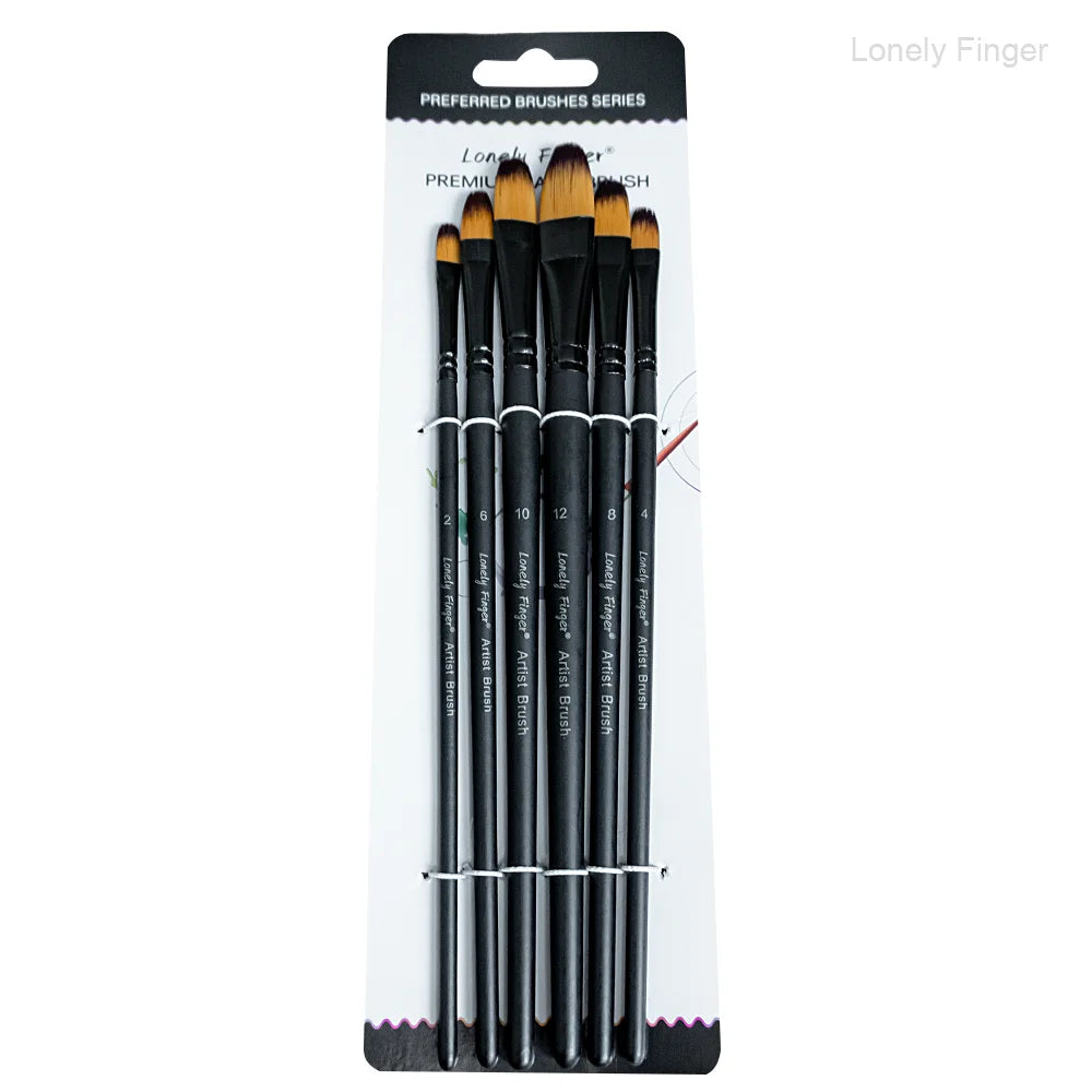 6/24 Paint Brushes for Acrylic Painting, Premium Nylon Bristles with Round, Filbert, Flat, Angle, Fine Detail Brush, Paint Brush