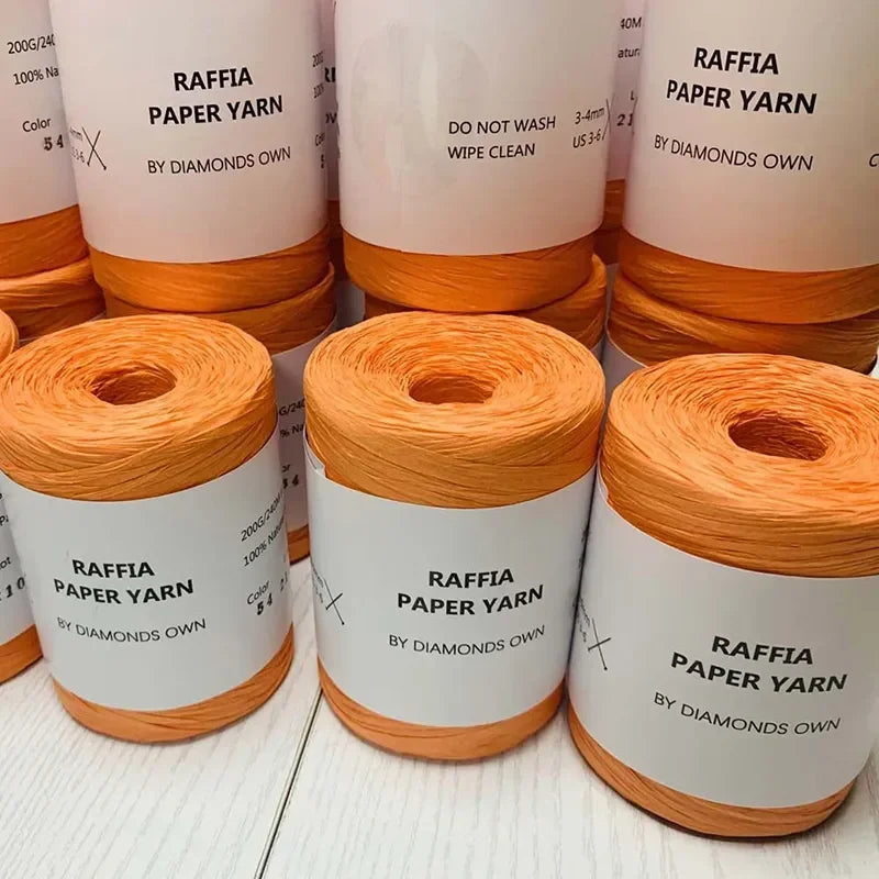 240M Home Decoration Knitting Yarn 100% Natural RAFFIA Paper Yarn Braided Cord Supplies Fiber Paper Rope DIY Summer Bag DIY