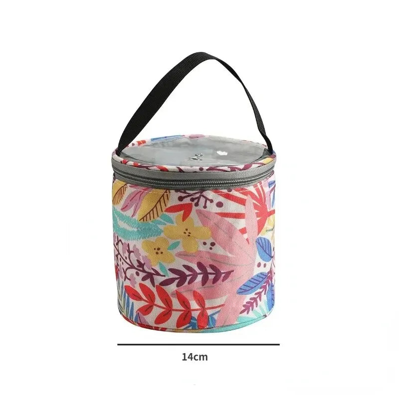 Portable Round Yarn Storage Bags Knitting Wool Organizer Crochet Sewing Needles Handbag Weave Tools Accessories Barrels