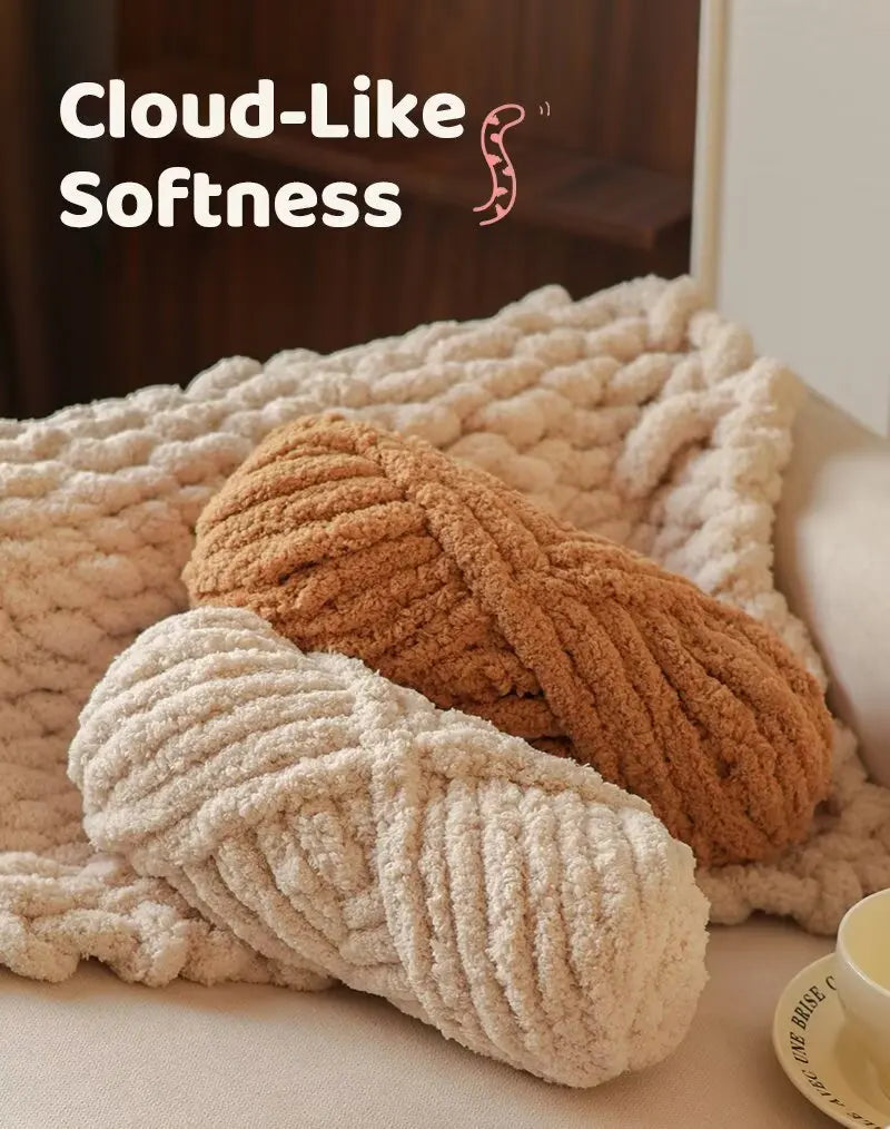 Premium Gradient Cat Tail Yarn 2-Pack - Extra Thick Chenille Plush Yarn 500g