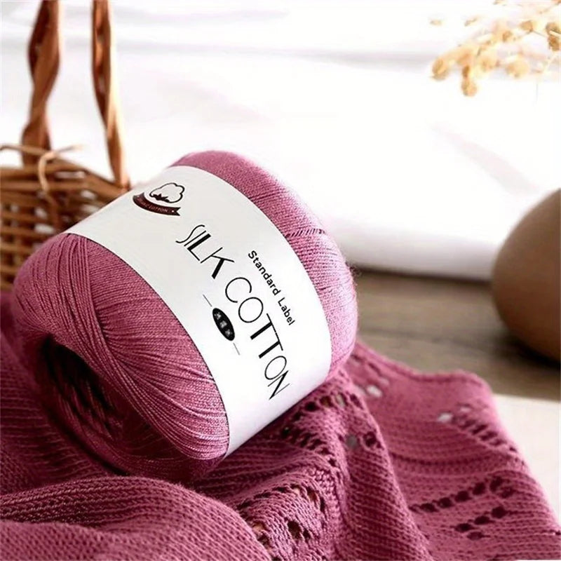Silk Cotton Yarn - Fine Lace Thread for Crochet, Knitting Sweater,Shawls, Scarves, and DIY Crafts, Soft Durable Yarn 1.76oz/pc