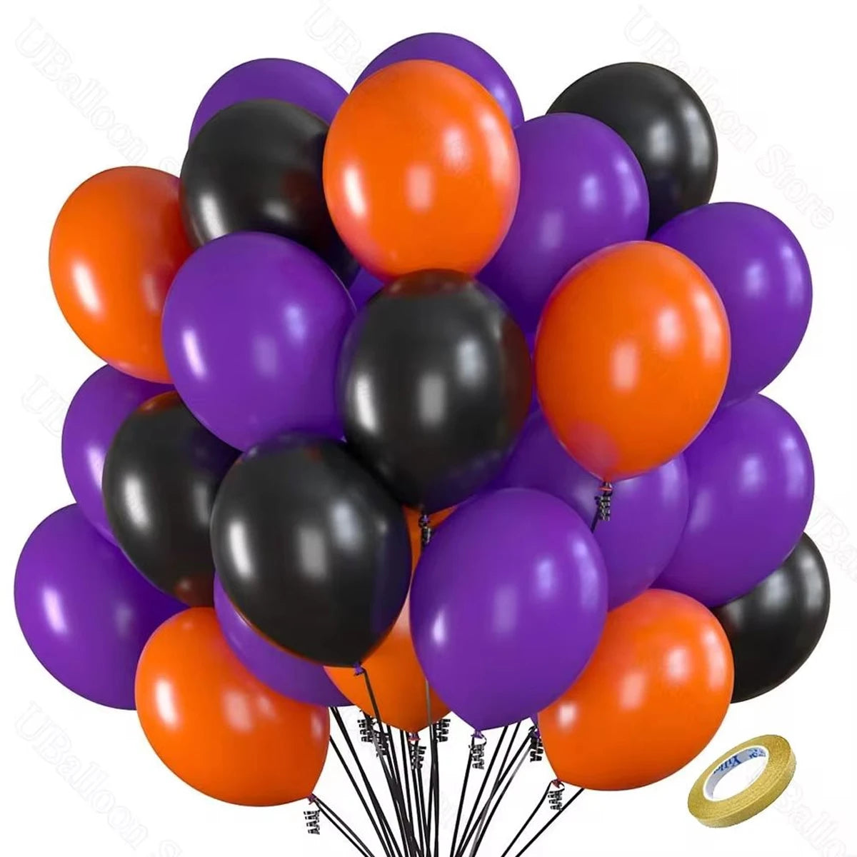 12-inch High-quality Latex Balloon Set, Black, Orange And Purple, Birthday Party Decoration, Halloween And Christmas Decorations