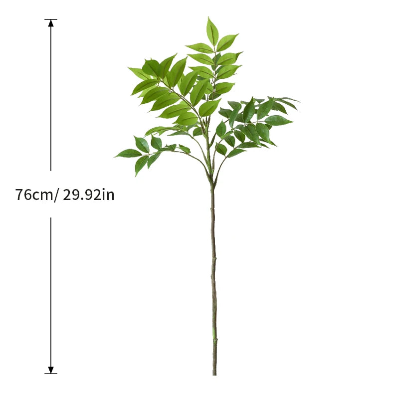 76-140cm Large Artificial Ficus Tree Branch Fake Lacquer Tree Plastic Banyan Plants Green Tall Palm Leaves For Home Garden Decor