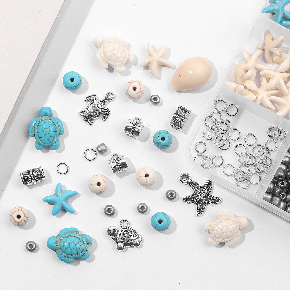 1 Set of Turquoise Beads and Other Decorative Bead Jewelry Making Kit Can Be Used for DIY Jewelry Crafts Production