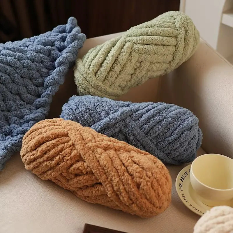 Premium Gradient Cat Tail Yarn 2-Pack - Extra Thick Chenille Plush Yarn 500g