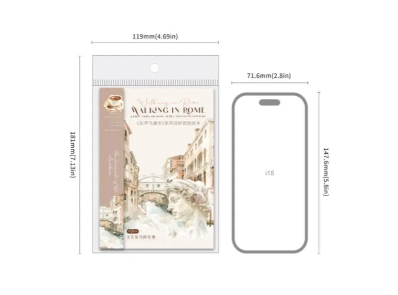 10pcs per Walking in Rome Collection Roman Handbook pack Sticky Notebook Stationery Materials Scrapbook cut 181*119mm