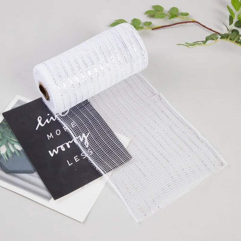 10Yards Christmas Red White Mesh Candy Cane Decoration Tulle Roll DIY Xmas Tree Ribbon Wreath Bow Wrapping Party New Year Gift