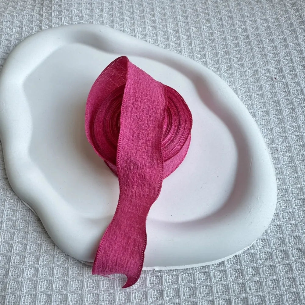 10 Yards Fishtail Yarn Ribbons Wave Edge Pleated Chiffon Ribbon Gifts Packaging Material Wedding Birthday Party Flower DIY Decor