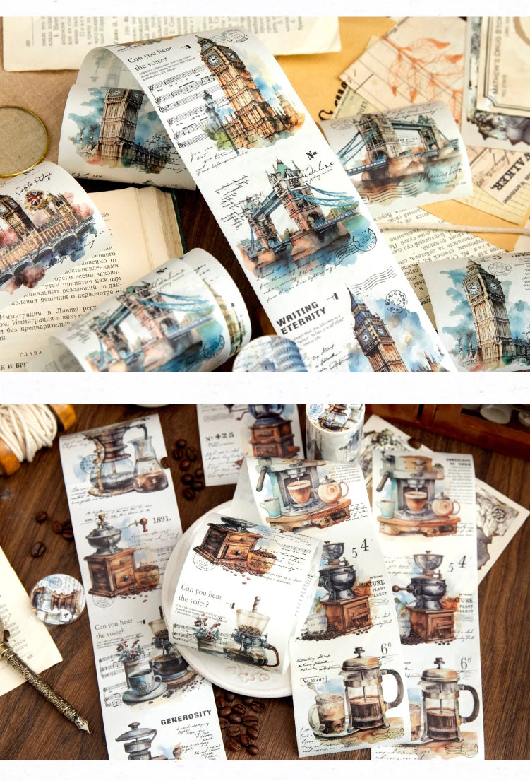 Yoofun 7.5x200cm A Journey of Relics Washi Tape for Collage Junk Journal Scrapbooking diy Stationery Masking Tape Labels