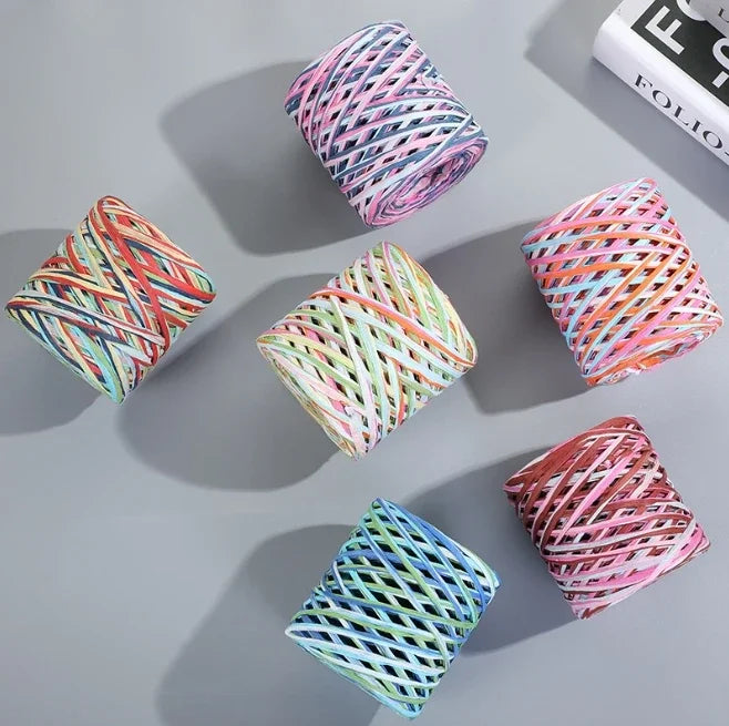 2024 200M Natural Raffia Straw Yarn For Knitting Crocheting Paper Threads DIY Handmade Summer Sunhat Beach Bag Freeshipping