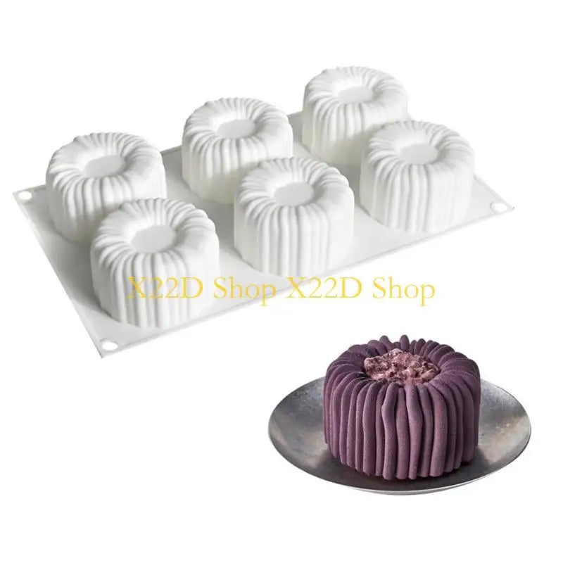X22D 6 Cavity Stable Silicone Mousse Cake Molds For Making Puddings And Mousse Cakes