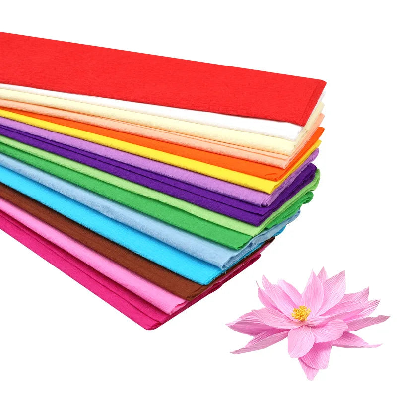 50x100cm Roll Crepe Paper Colorful Flower Wrapping Paper Handmade DIY Thin Paper Making Materials Kindergarten Decoration