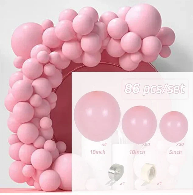 87Pcs Black Pink Latex Balloon Set Suitable for Birthday Parties, Weddings, Valentine's Day Party Decoration Supplies
