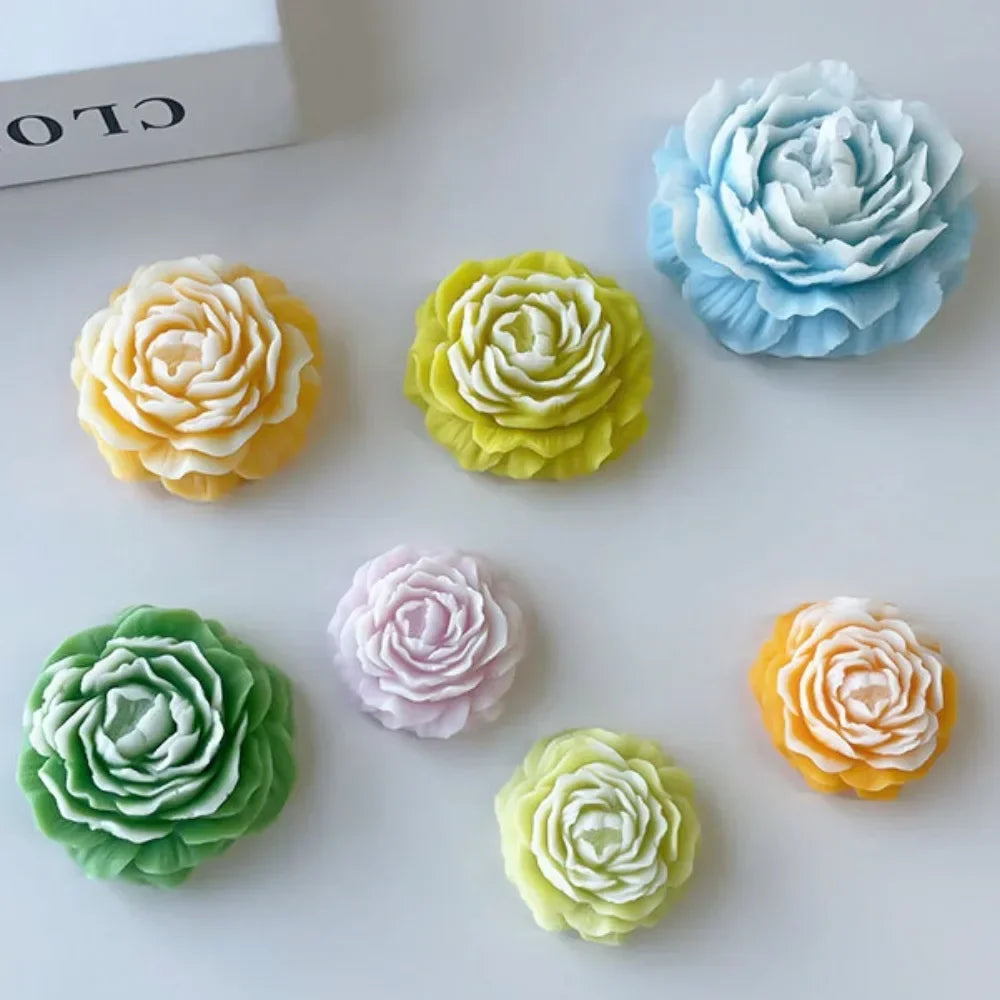 3D Peony Candle Silicone Mold DIY Relief Flower Soap Resin Plaster Mould Home Decor Chocolate Cake Ice Baking Making Tool Gifts