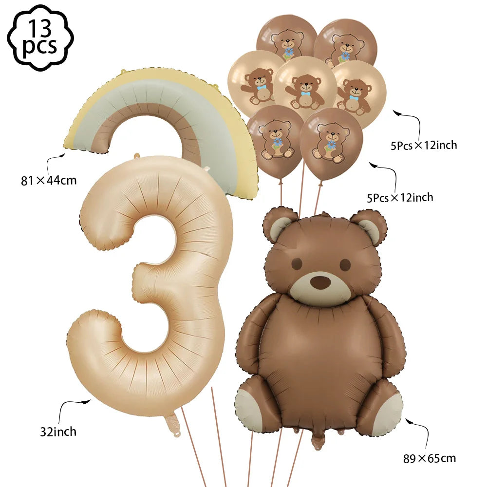 Brown Teddy Bear disposable tableware Teddy Bear party napkins plates cups kids Teddy Bear Birthday Party decoration Baby Shower