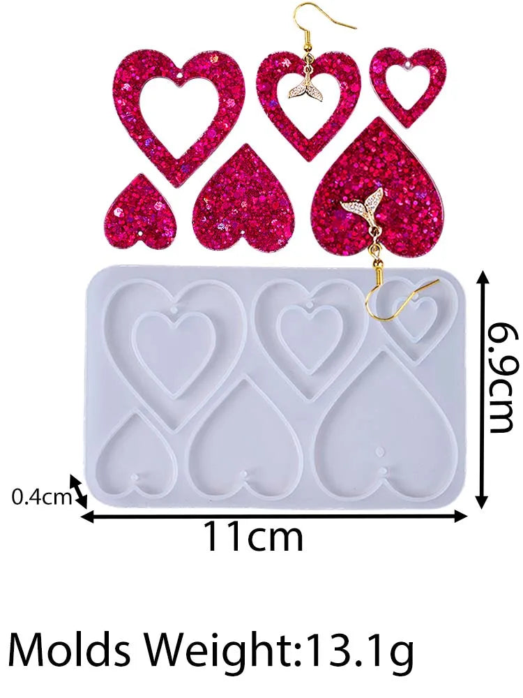 Heart Shape Earring Pendant Silicone Mold DIY Love Series Keychain Epoxy Resin Mold Valentine's Day Jewelry Making Accessories
