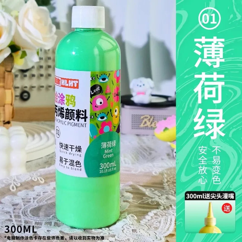 300ml/500ml Acrylic Pigment Macaron Color Long-lasting Color Not Easy To Fade for Stone Canvas Glass Wood Painting Graffiti