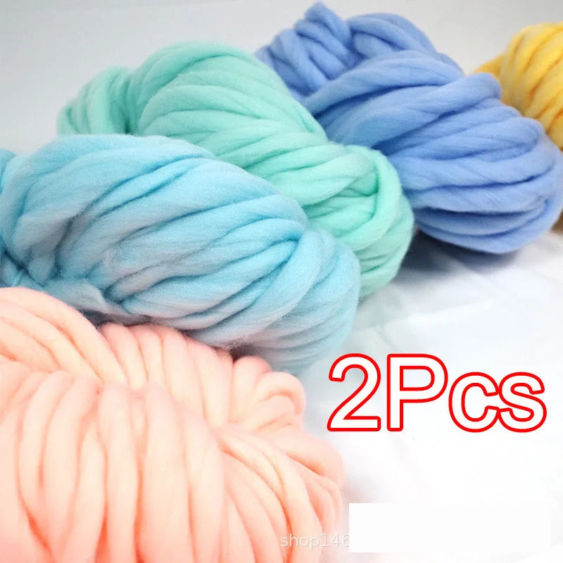 2Pcs 250g Super Chunky Yarn hand knitting Bulky Arm Knitting line Roving Knitted Blanket threads Super Thick Yarn Carpet Hats