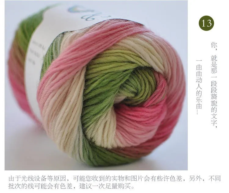 50g Rainbow 100% Pure Wool Yarn,Long Dyed Gradient Knitting Yarn,DIY Shawl Sweater Scarf Clothing Crochet Thread Hand Woven Gift