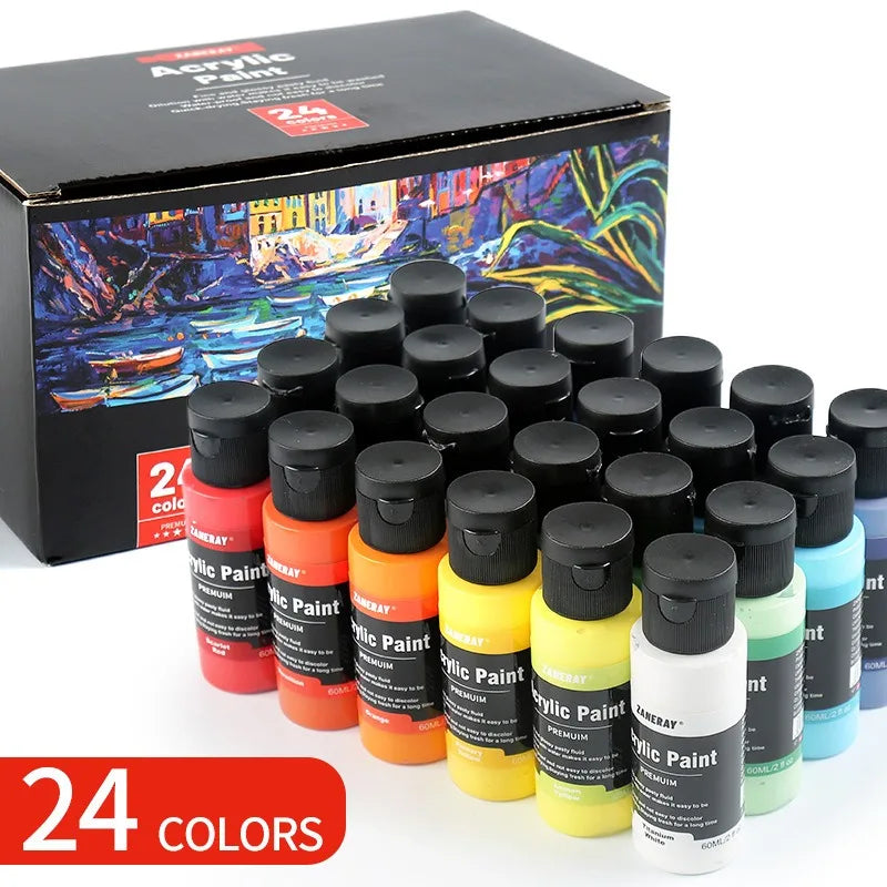 Acrylic Pigment Set 24/36 Colors 60ml Student Professional Art Painting Pigment Waterproof Pigment Hand-painted Wall Painting