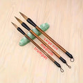 3Pcs Wood Writing Brushes Weasel Wool Hair Chinese Traditional Calligraphy Brush Set for Painting Pottery Ceramic Clay Writing