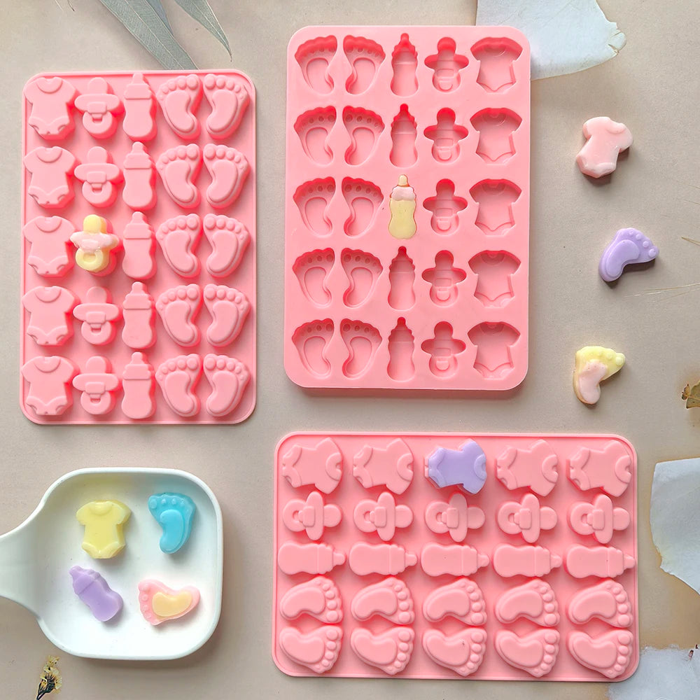 25 Hole Chocolate Baking Silicone Mold DIY Nipple Bottle Clothing Foot Candy Biscuit Mold Suitable for Cake Decoration Mold