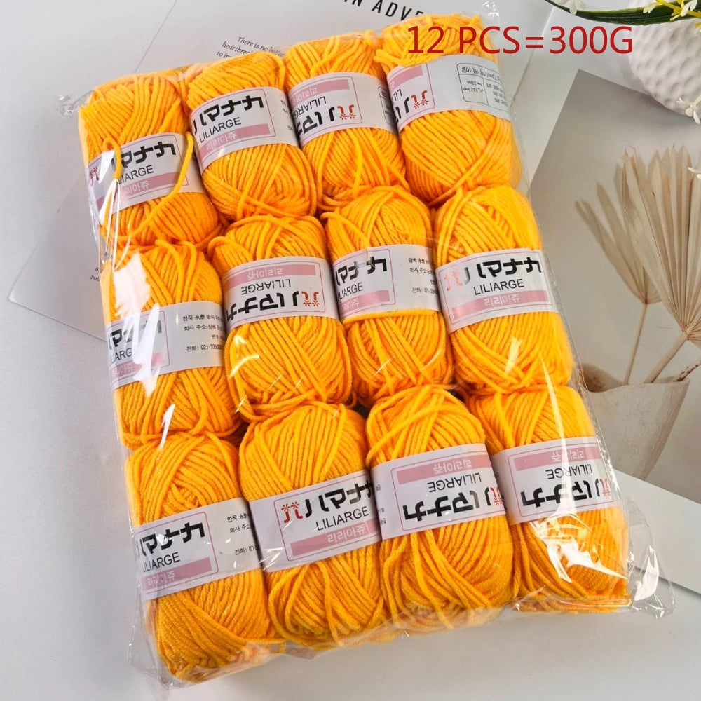 12PCS 300g Milk Yarn Handmade Coarse DIY Weaving Yarn Ball For Sweater Hat Scarve And Other Clothing Soft Crochet Knitting Yarn