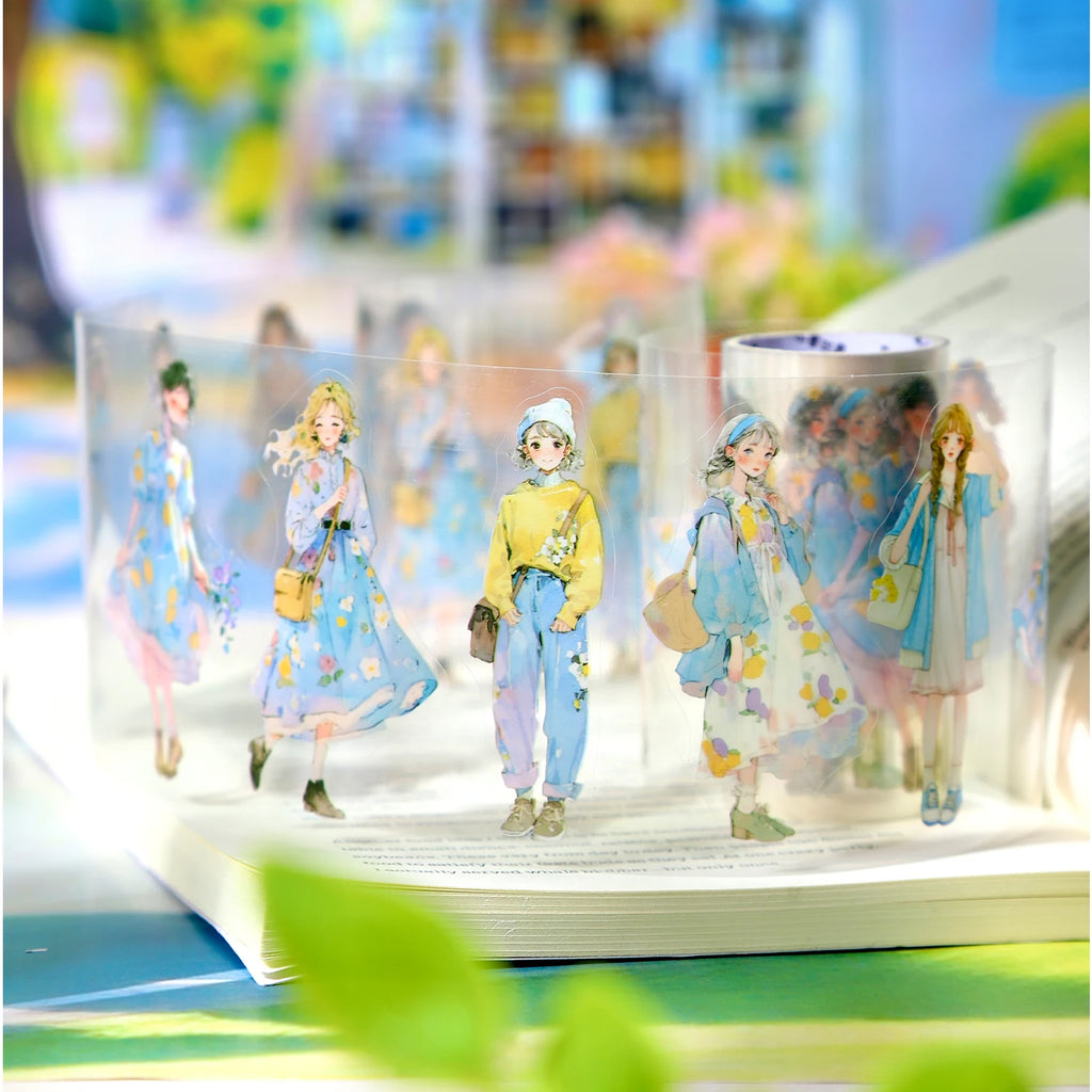 1 Roll Fashion Girl Stickers 4 Seasons Outfit DIY Scrapbook Journal Washi Tape For Phone Case Notebook Decoration Cute Stationer