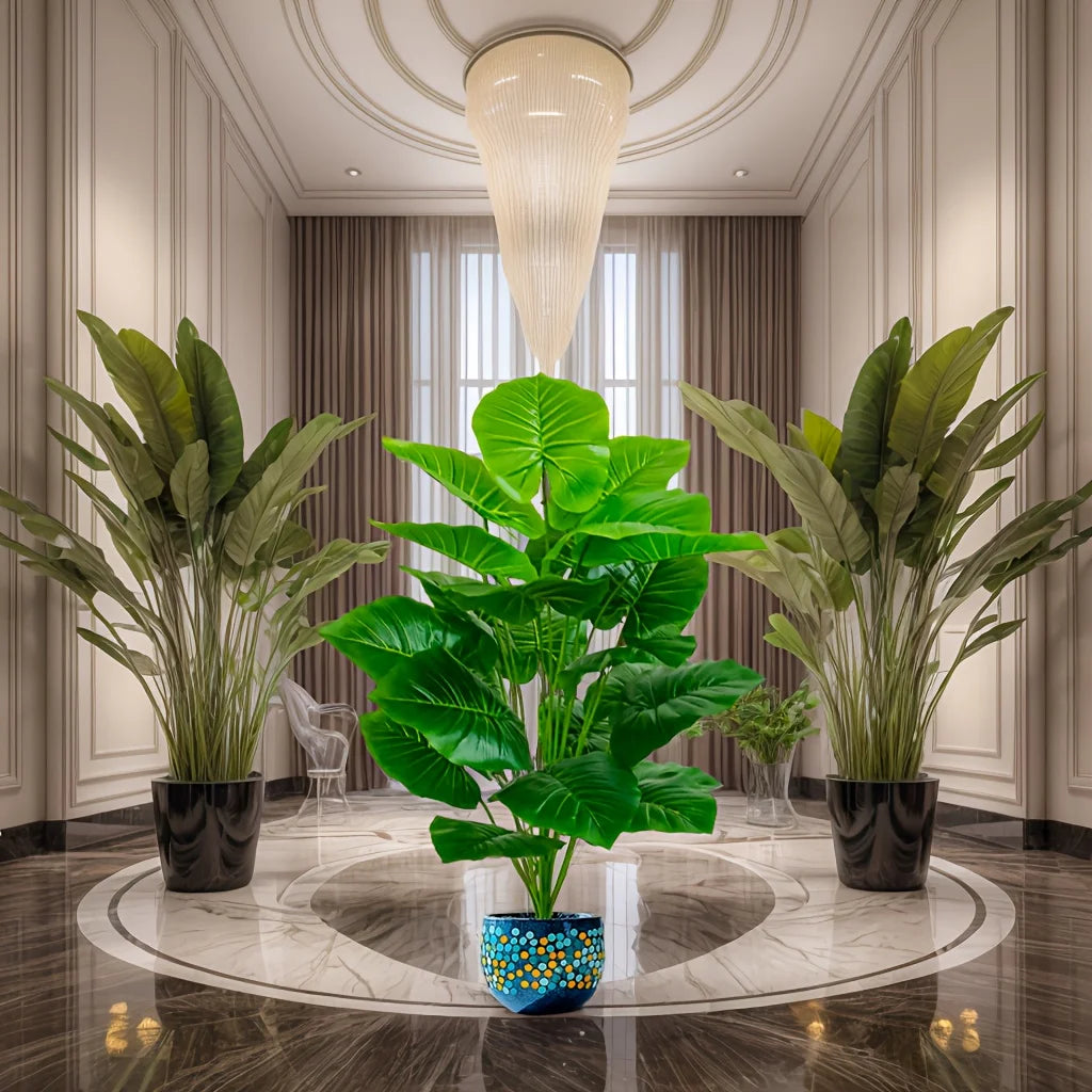 One Pcs 100cm Lifelike Artificial Palm Tree with 18 Leaves - Vibrant Green Faux Plant for Home Spring Decor Weddings Gardens