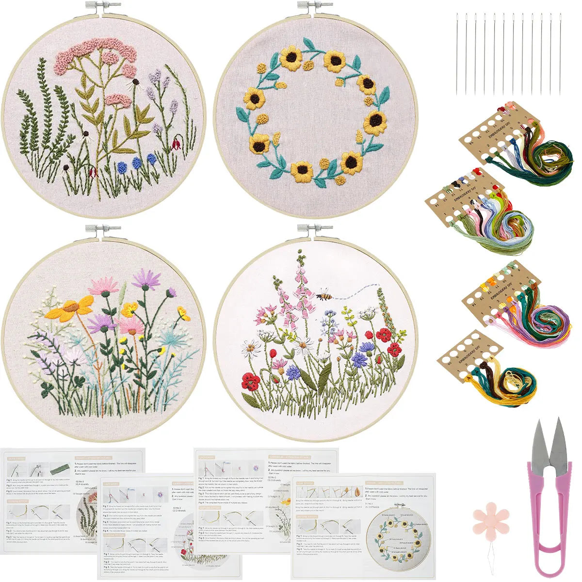 DIY Embroidery Starter Kit Cross Stitch Practice Set to Learn 30 Different Stitches Hand Stitch Embroidery Skill for Beginners