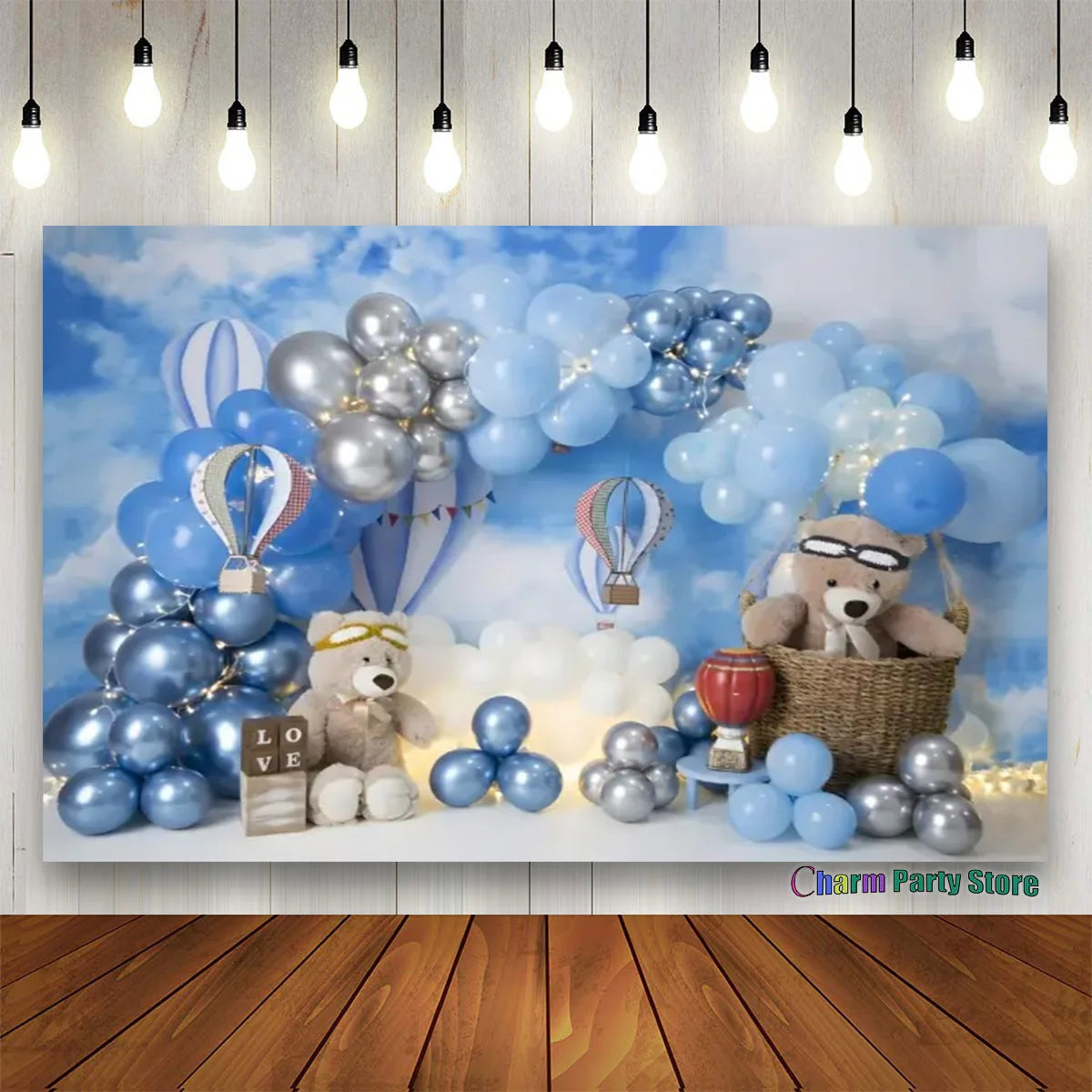 Teddy Bear Colorful Balloons 1st Birthday Backdrop Kids Gifts Baby Shower Oh Baby Background for Photography  Photo Props Studio
