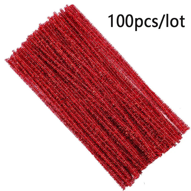 100pcs Colorful Chenille Stems Stick Toys DIY Strips for Simulation Flowers Christmas Tree Handmade Kids Educational Toys DIY