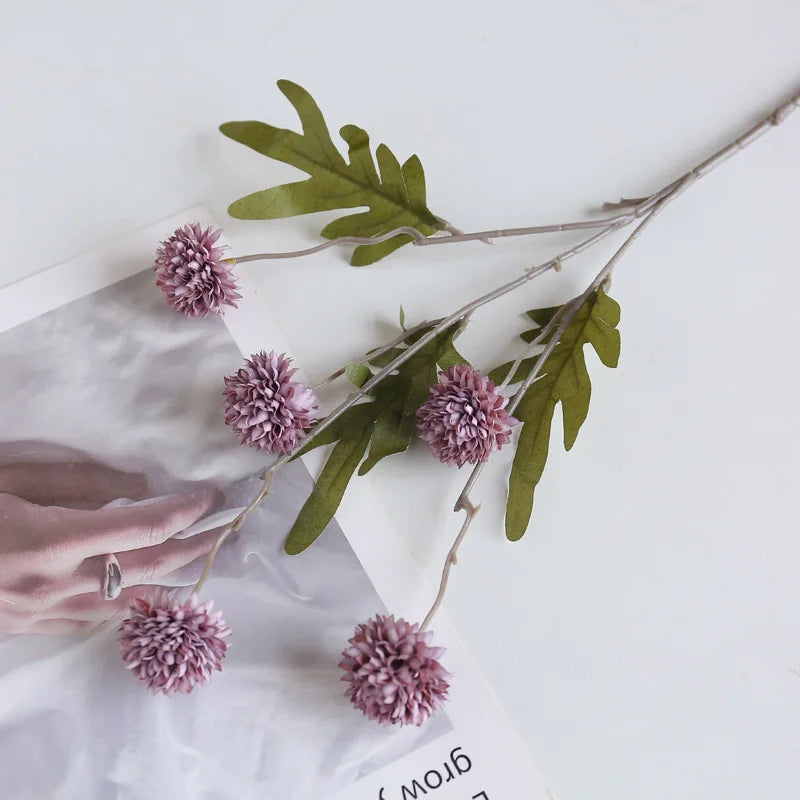 10 pcs Dandelion Artificial Flower Wedding  5 Head Fake Flowers Small Thorn Ball Home Decoration Bouquet Valentine's Day