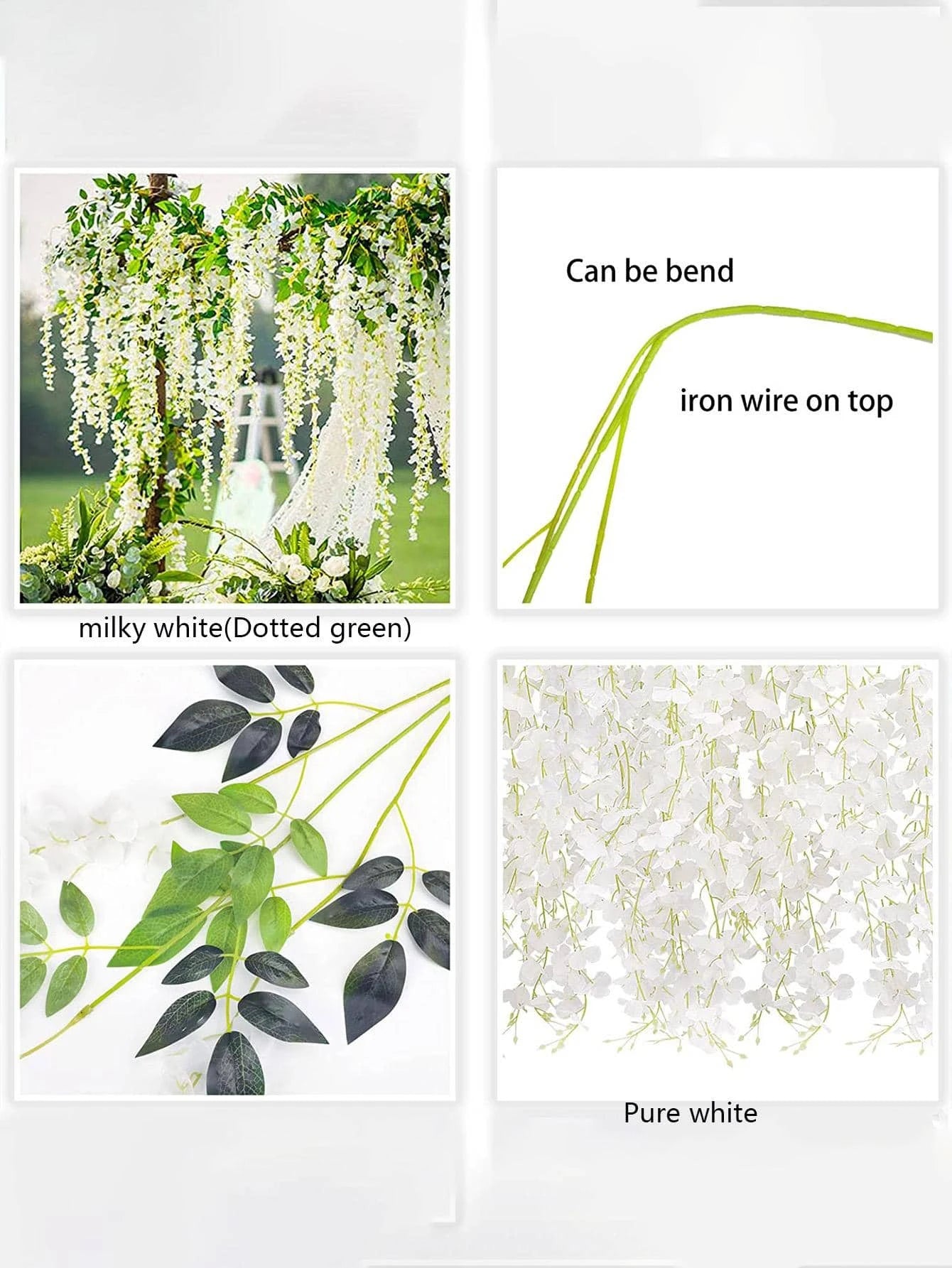 12pcs Artificial Flowers Hanging Wisteria Faux Flowers Garland Silk Vine Rattan Long String Home Outdoor Wedding Party Decor