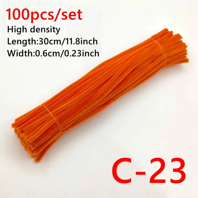 100 Pcs Colorful Chenille Stems Pipe Cleaners Plush Tinsel Stem Wired Sticks Twist Stick Hair Strip DIY Craft Educational Toys