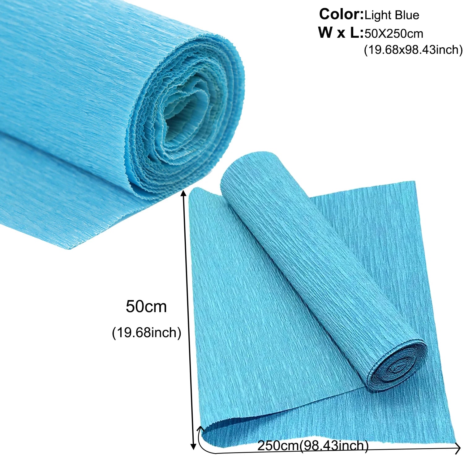 50x250cm 12 Colors Colored Crepe Paper Roll Origami Crinkled Crepe Paper Craft DIY Flowers Decoration Gift Wrapping Paper Craft