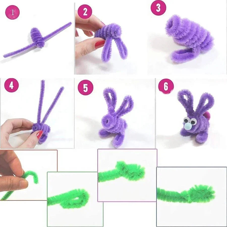 100pcs DIY Chenille Stems Toys Strips Twist Bar anvil Wire craft Pipe Creative hobby Children Plush Stick Chenille Stick