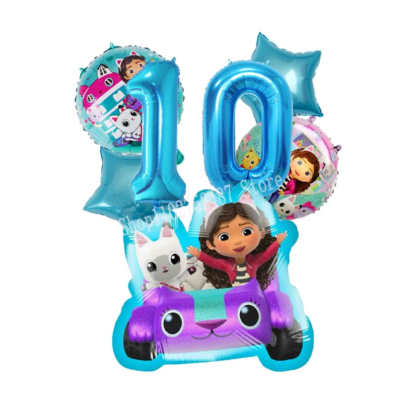 Gabby Dollhouses Birthday Balloons Girls New Anime Digit 1-10 Party Decoration Baby Shower Gender Reveal Ballons Kids Toys Gift