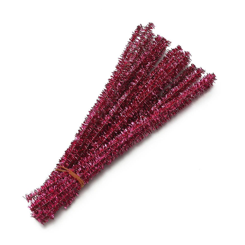 30cm 100pcs Glitter Chenille Stems Pipe Cleaners Plush Stems Wired Sticks Kids Educational DIY Christmas Craft Jewelry Making