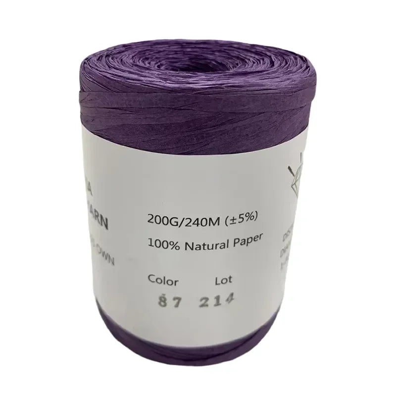 240M Home Decoration Knitting Yarn 100% Natural RAFFIA Paper Yarn Braided Cord Supplies Fiber Paper Rope DIY Summer Bag DIY