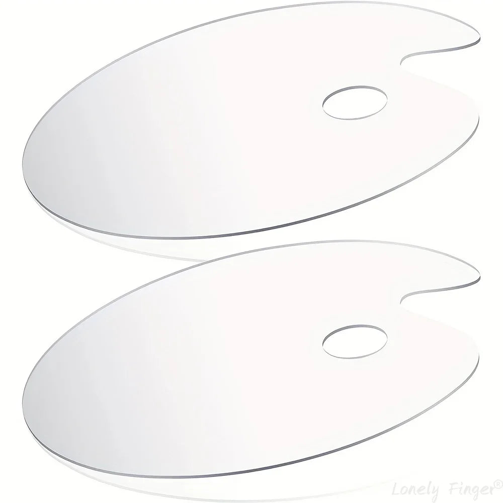 2/6 PCS Acrylic Paint Palette with Thumb Hole Clear, Easy Clean Artist Pallet for Oil Watercolor Craft DIY Art Painting Palette