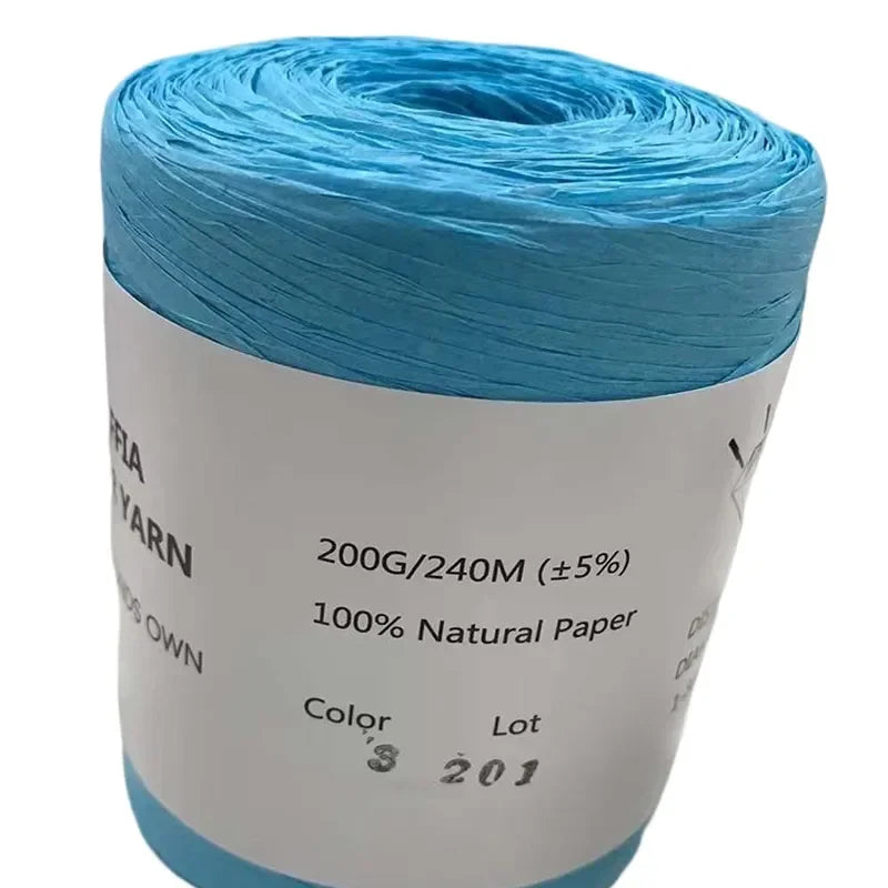 240M Home Decoration Knitting Yarn 100% Natural RAFFIA Paper Yarn Braided Cord Supplies Fiber Paper Rope DIY Summer Bag DIY