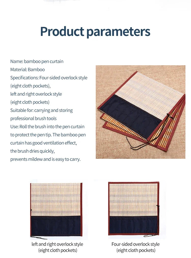 6/9/12/16Pcs Chinese Calligraphy Brushes Set with Roll-up Bamboo Brush Holder Sumi Painting Writing Kanji Art Watercolor Brush