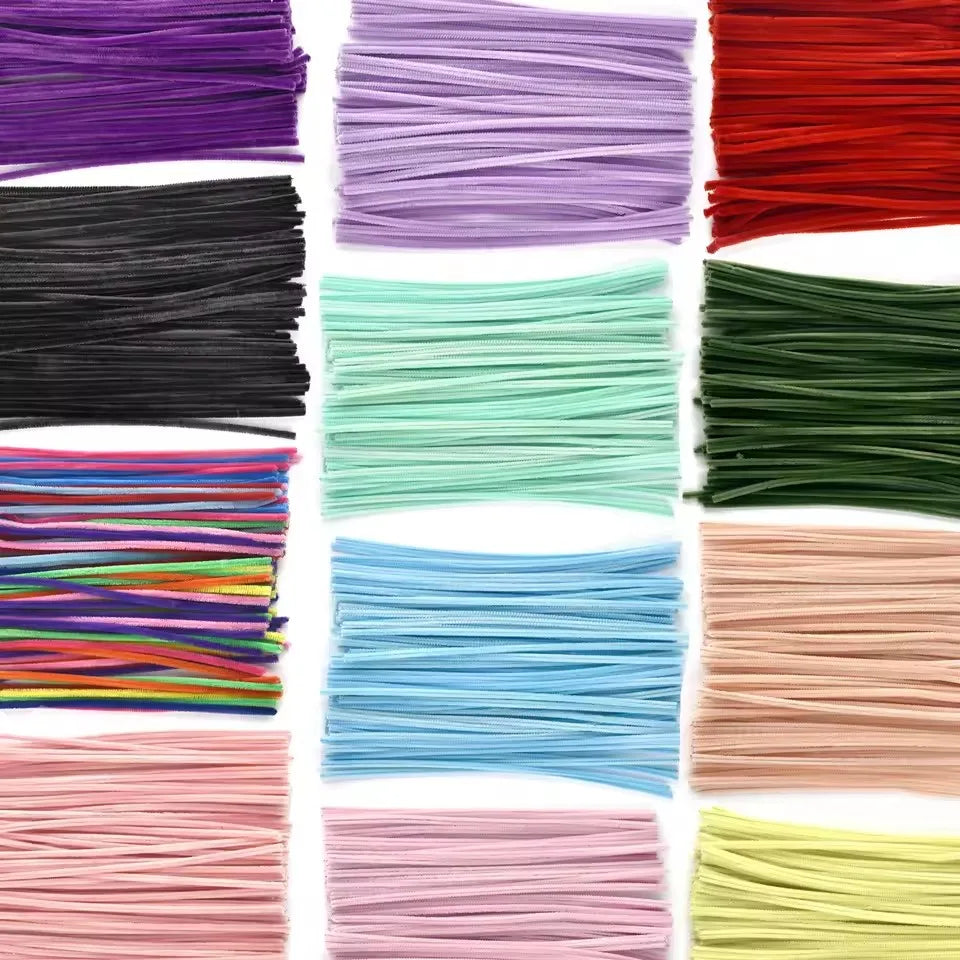 100pcs Chenille Stems Toys DIY Strips Twist Bar Anvil Wire Craft Pipe Creative Hobby Children Plush Stick Chenille Sticks