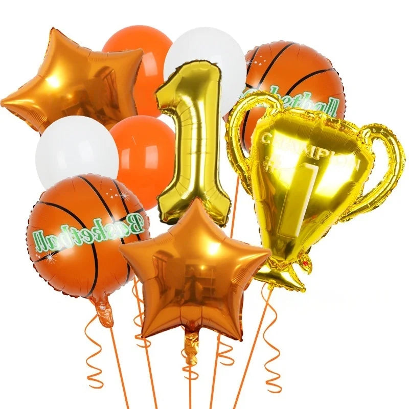 10pcs basketball Balloons Birthday Party Decorations Kids Boy Set Trophy Balloon Sports Air Balls Party Decorations Baby Shower
