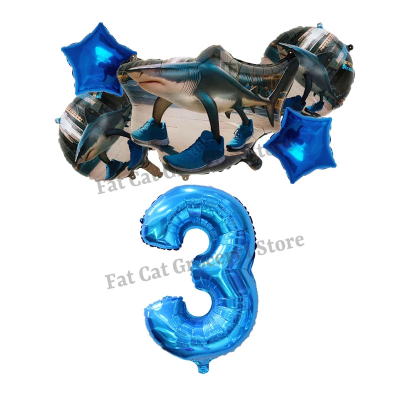 Italian Brainrot Birthday Balloons New Tralalero Tralala Digit 1-10 Ballons Gender Reveal Baby Shower Party Decoration Kids Gift