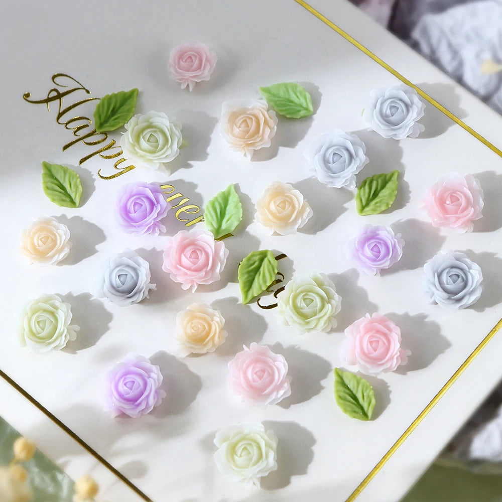 100 pcs/bag Mix Epoxy Rose Flower Resin Filling Accessories 3D Multicolor Rose Flowers Spring DIY Jewelry Crafts Making Supplies