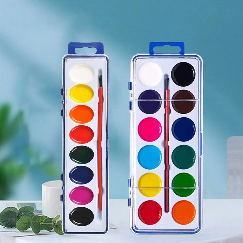 Washable Watercolor Paint Set With Water Brush Pen Portable Watercolor Paint Palette 8/12/16 Colors Water Color Paints