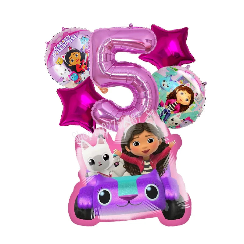 Gabby Dollhouses Birthday Balloons Girls New Anime Digit 1-10 Party Decoration Baby Shower Gender Reveal Ballons Kids Toys Gift